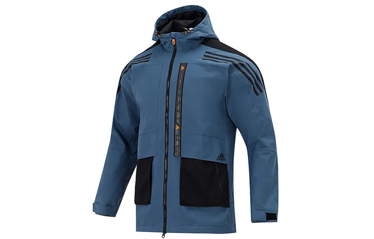 Adidas Jackets Men's Blue Hooded (Non-detachable) Moderate Straight Fit