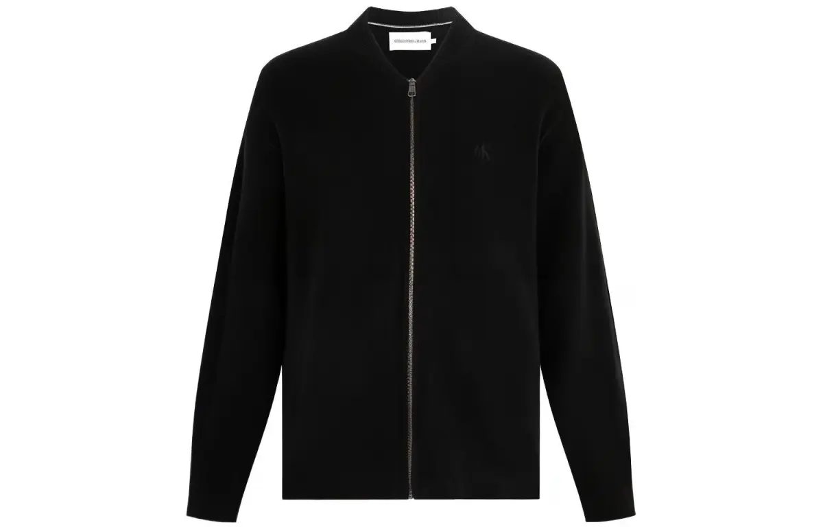 Calvin Klein Knitwear Men's Black Stand Collar Moderate Straight Fit