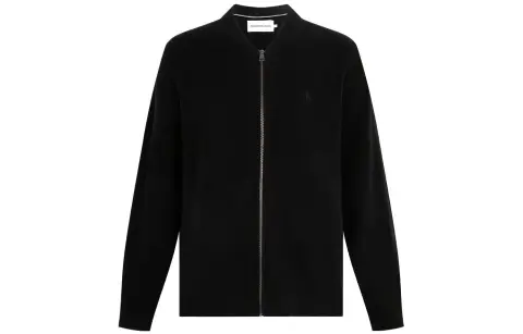 Calvin Klein Knitwear Men's Black Stand Collar Moderate Straight Fit