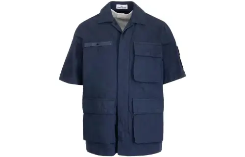 STONE ISLAND Jackets Men's Blue Lapel Moderate Workwear