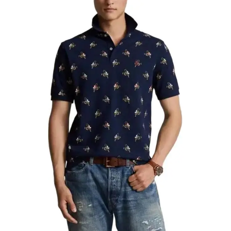 Polo Ralph Lauren Pink Pony Polo Shirt Classic Version Men's Marine Blue