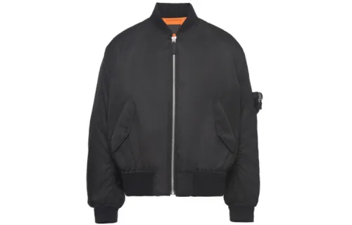 PRADA Jackets Men's Black Baseball Collar Moderate Pilot