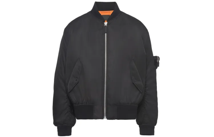 PRADA Jackets Men's Black Baseball Collar Moderate Pilot