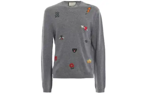 GUCCI Sweaters Men's Gray Crew Neck Moderate Other