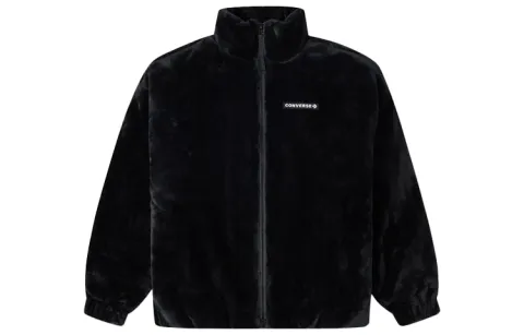 Converse Jackets Unisex Black Stand Collar Thickened