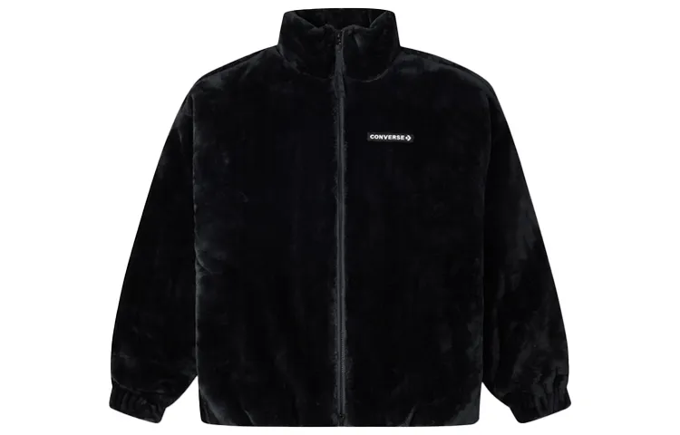 Converse Jackets Unisex Black Stand Collar Thickened
