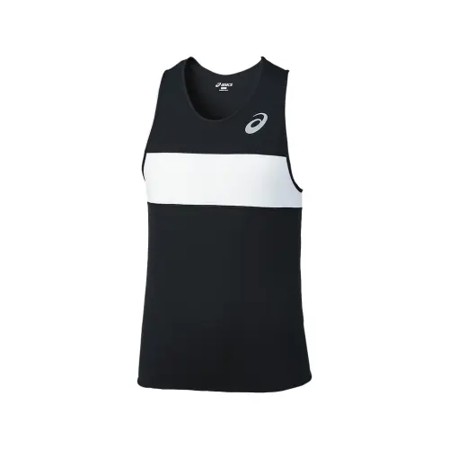 ASICS Tank Tops Men's Black Crew Neck Moderate Straight Fit