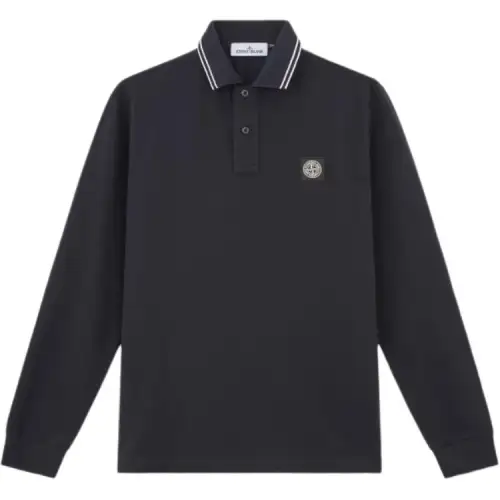 STONE ISLAND Compass Patch Long Sleeved Polo Shirt