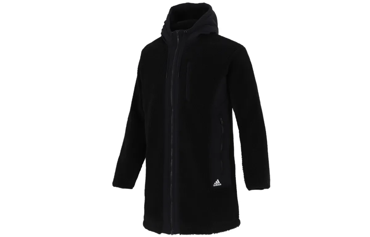 Adidas Jackets Men's Black Hooded Thickened Other