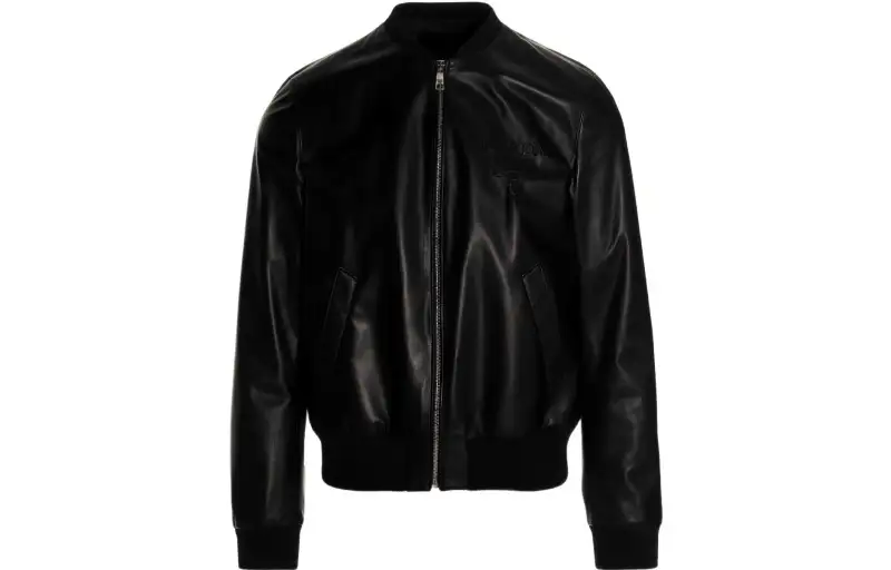 PRADA Jackets Men's Black Stand Collar Moderate Other