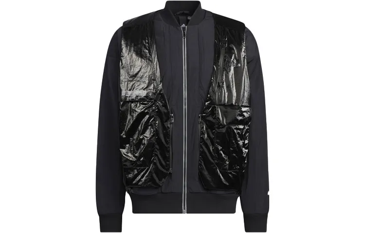 Adidas Jackets Unisex Black Baseball Collar Moderate Straight Fit