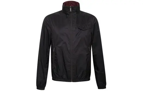 PRADA Jackets Men's Black Stand Collar Moderate Other