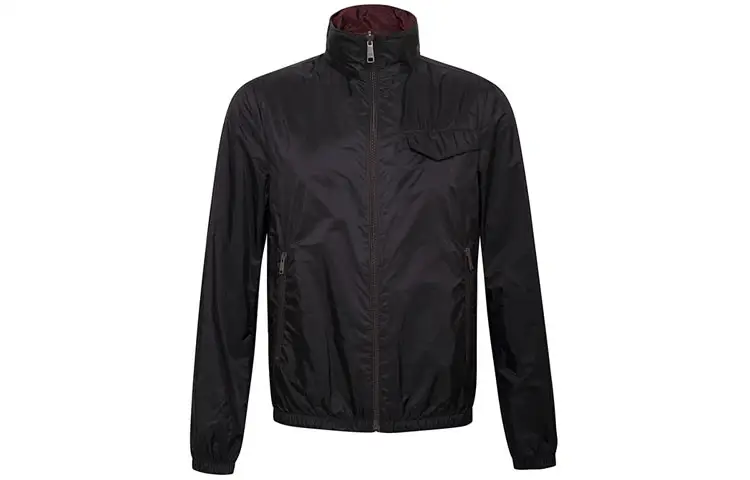PRADA Jackets Men's Black Stand Collar Moderate Other