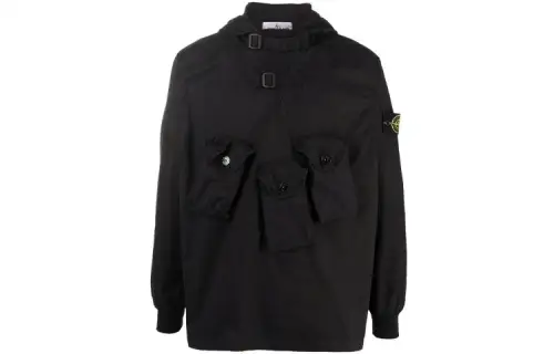 STONE ISLAND Jackets Men's Black Hooded Moderate Other