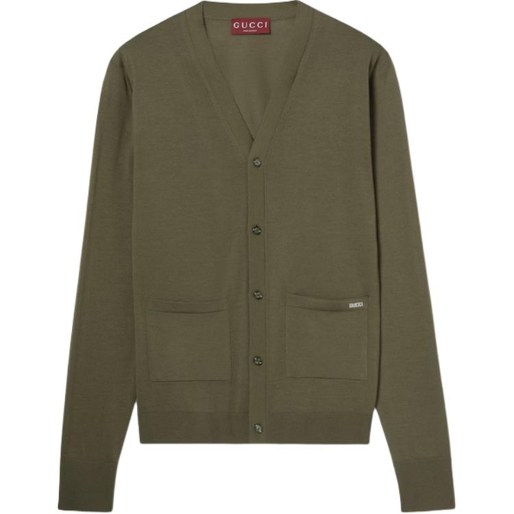 GUCCI Fine Wool Knit Cardigan With Intarsia