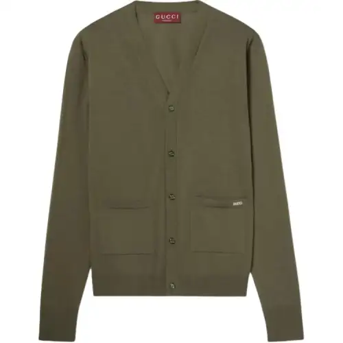 GUCCI Fine Wool Knit Cardigan With Intarsia