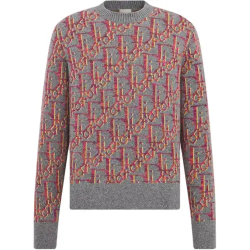 DIOR Sweaters Men's Gray Crew Neck Moderate Other
