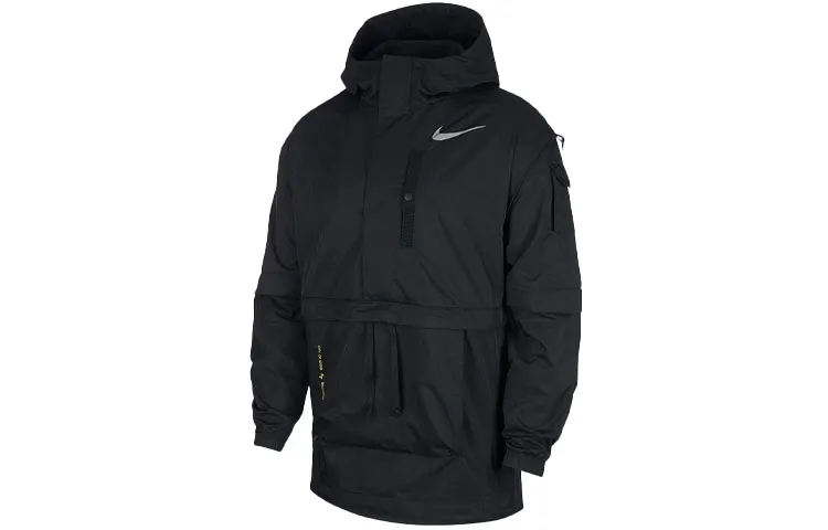Nike Men's Logo Print Big Pocket Sports Hooded Jacket Black