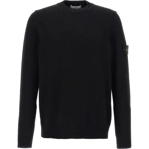 STONE ISLAND Logo Patch Crewneck Knitted Jumper