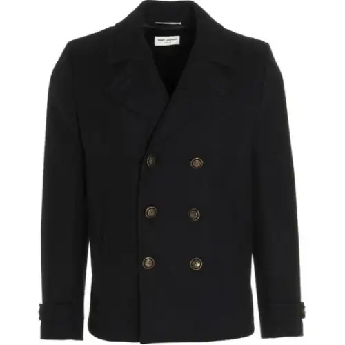 SAINT LAURENT Double Breasted Long Sleeved Peacoat