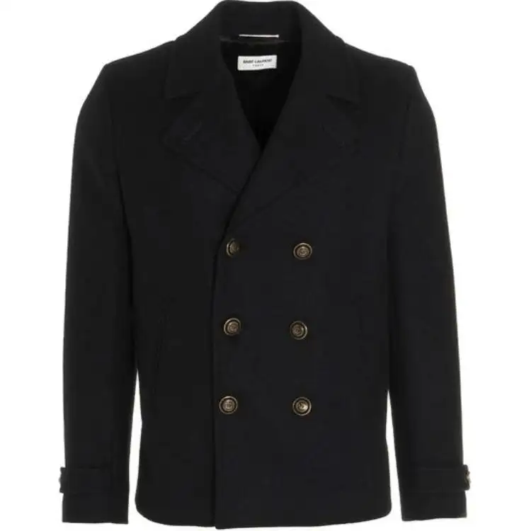 SAINT LAURENT Double Breasted Long Sleeved Peacoat