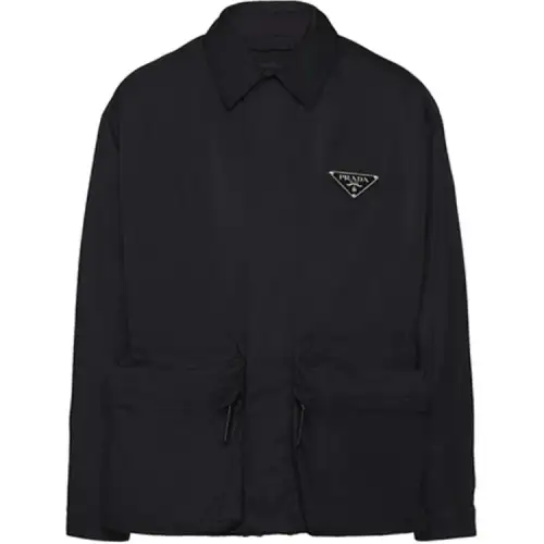 PRADA Jackets Men's Black Lapel Moderate Other
