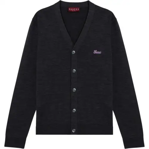 GUCCI Logo Embroidered Button-Up Cardigan