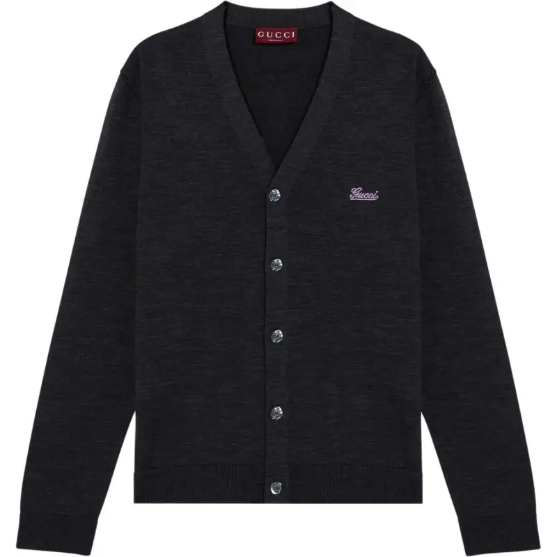 GUCCI Logo Embroidered Button-Up Cardigan