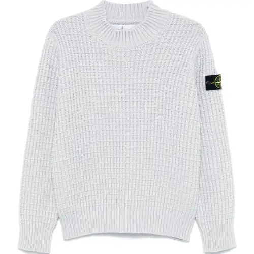 STONE ISLAND Logo Patch Mock Neck Jumper
