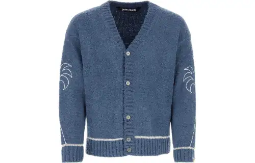 PALM ANGELS Palm Embroidered V Neck Cardigan