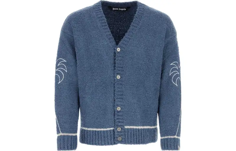 PALM ANGELS Palm Embroidered V Neck Cardigan