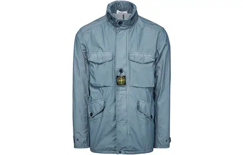 STONE ISLAND Mens Logo Lightweight Long-Sleeve Jacket Light Blue