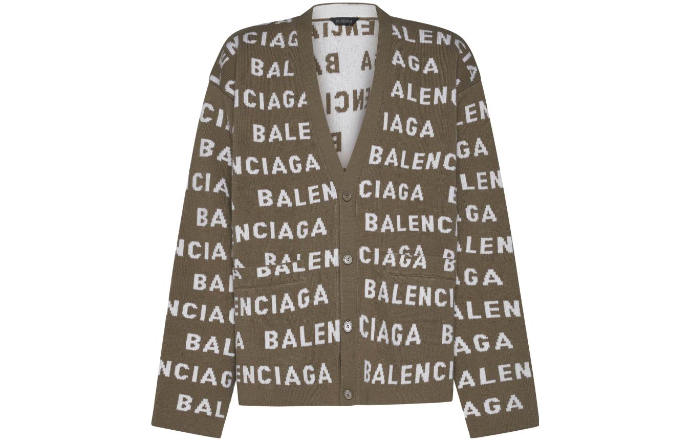Мужской джемпер Balenciaga V-Neck Knitwear (хаки)