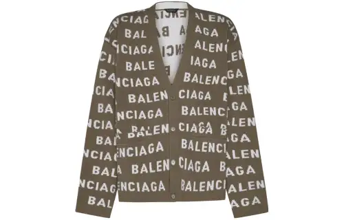 Balenciaga Logo Intarsia Knit Cardigan