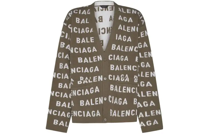 Balenciaga Logo Intarsia Knit Cardigan