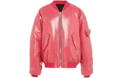 PRADA Leather Jackets Men's Red Baseball Collar Moderate Other