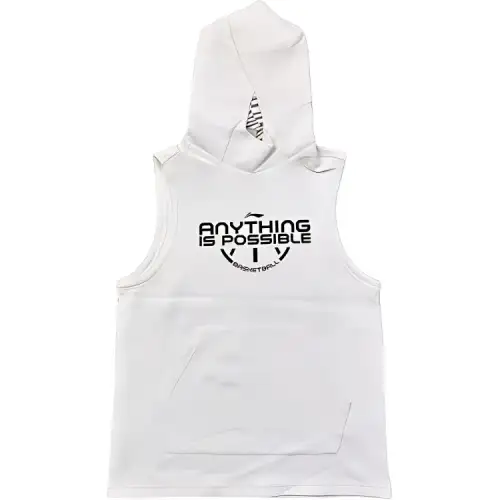 Li Ning Tank Tops Men's White Hooded Moderate Straight Fit