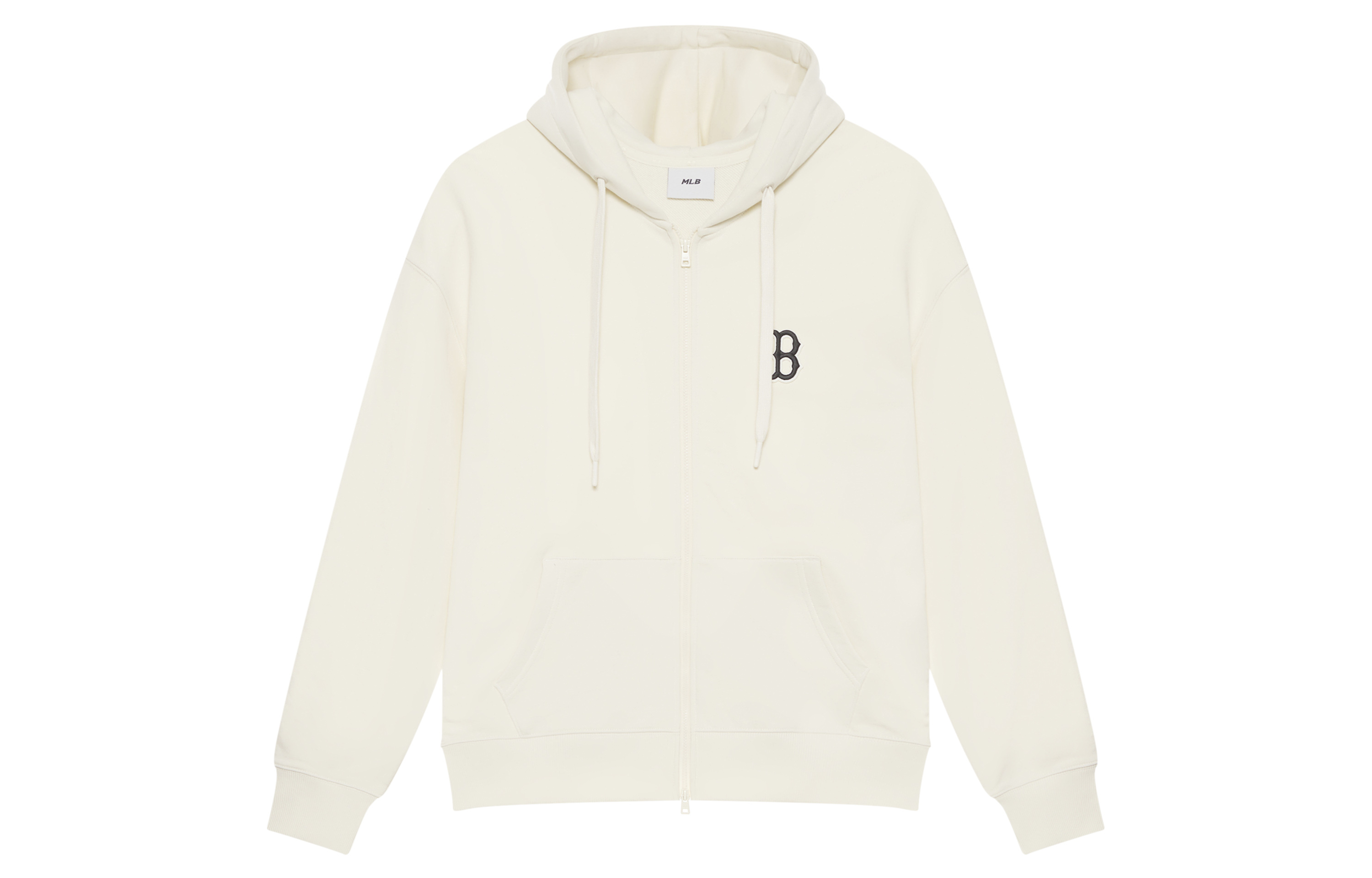 MLB Base retro autumn cardigan with hood with zipper, creamy sweatshirt for men and women, with embroidery, with your logo imprint, drawstring, American style