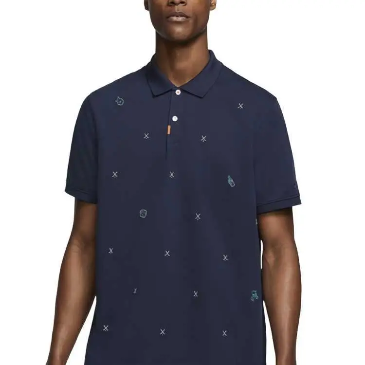 Nike Polo Shirts Men's Blue Polo Collar Moderate Straight Fit