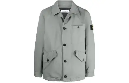 STONE ISLAND Jackets Men's Gray Green Lapel Moderate Other