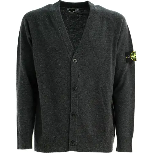 STONE ISLAND Compass Patch V-Neck Knitted Cardigan