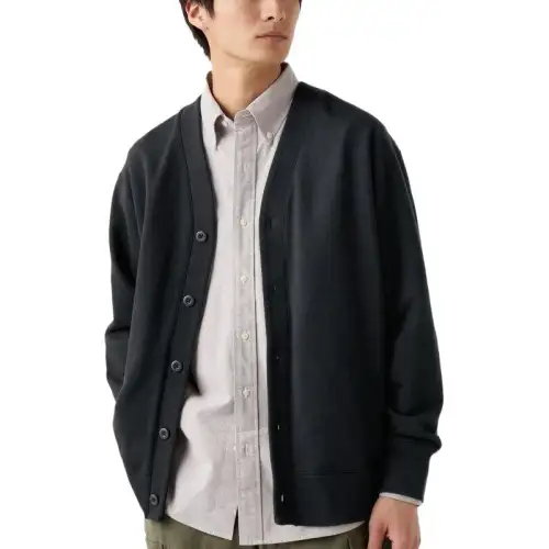 UNIQLO Knitwear Men's Black V Neck Moderate Cardigan