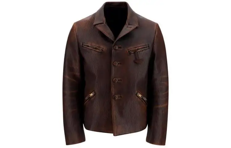 PRADA Jackets Men's Brown Lapel Moderate Other