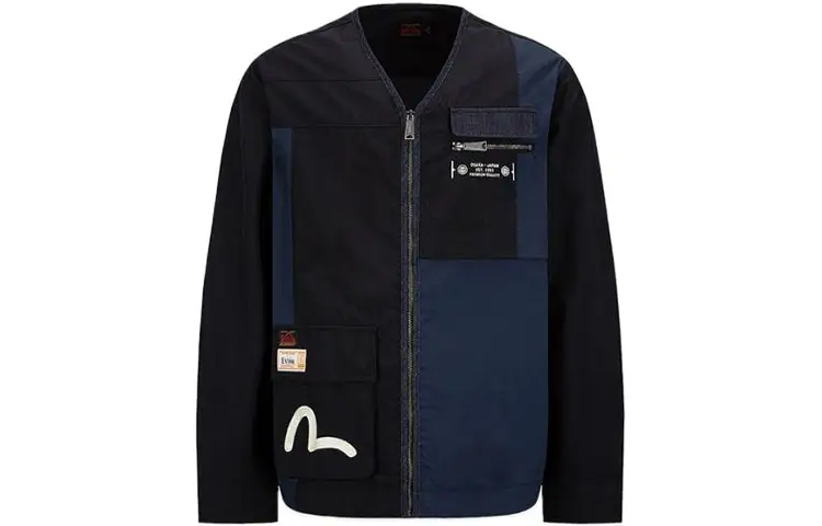 EVISU Jackets Men's Black V Neck Moderate Other