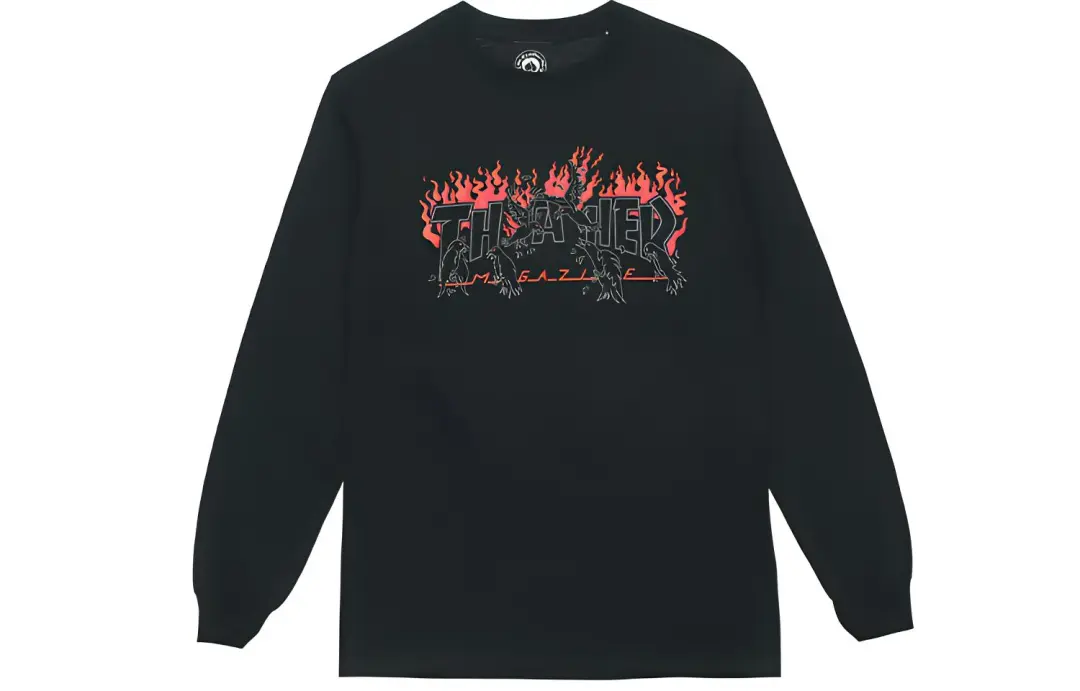 Thrasher T Shirts Unisex Black Crew Neck Moderate Straight Fit
