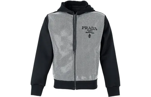 PRADA Jackets Men's Black Hooded Moderate Other