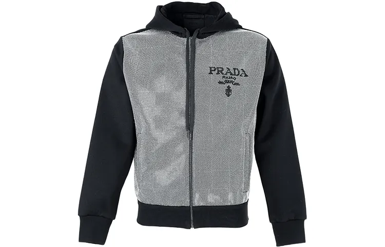 PRADA Jackets Men's Black Hooded Moderate Other
