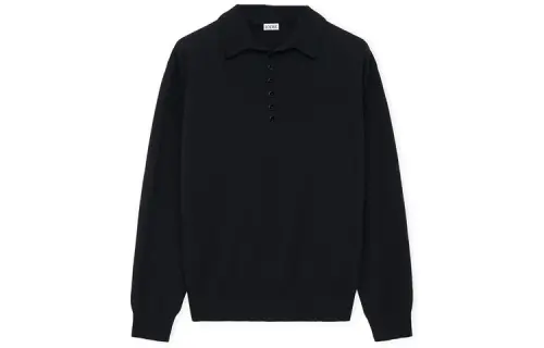LOEWE Sweaters Men's Black Polo Collar Moderate Other