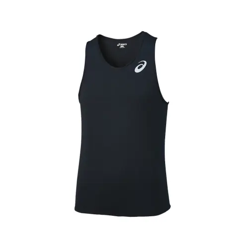 ASICS Tank Tops Men's Black Crew Neck Moderate Straight Fit