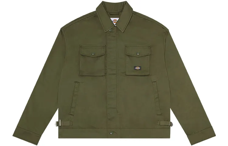 Dickies Jackets Unisex Army Green Lapel Moderate